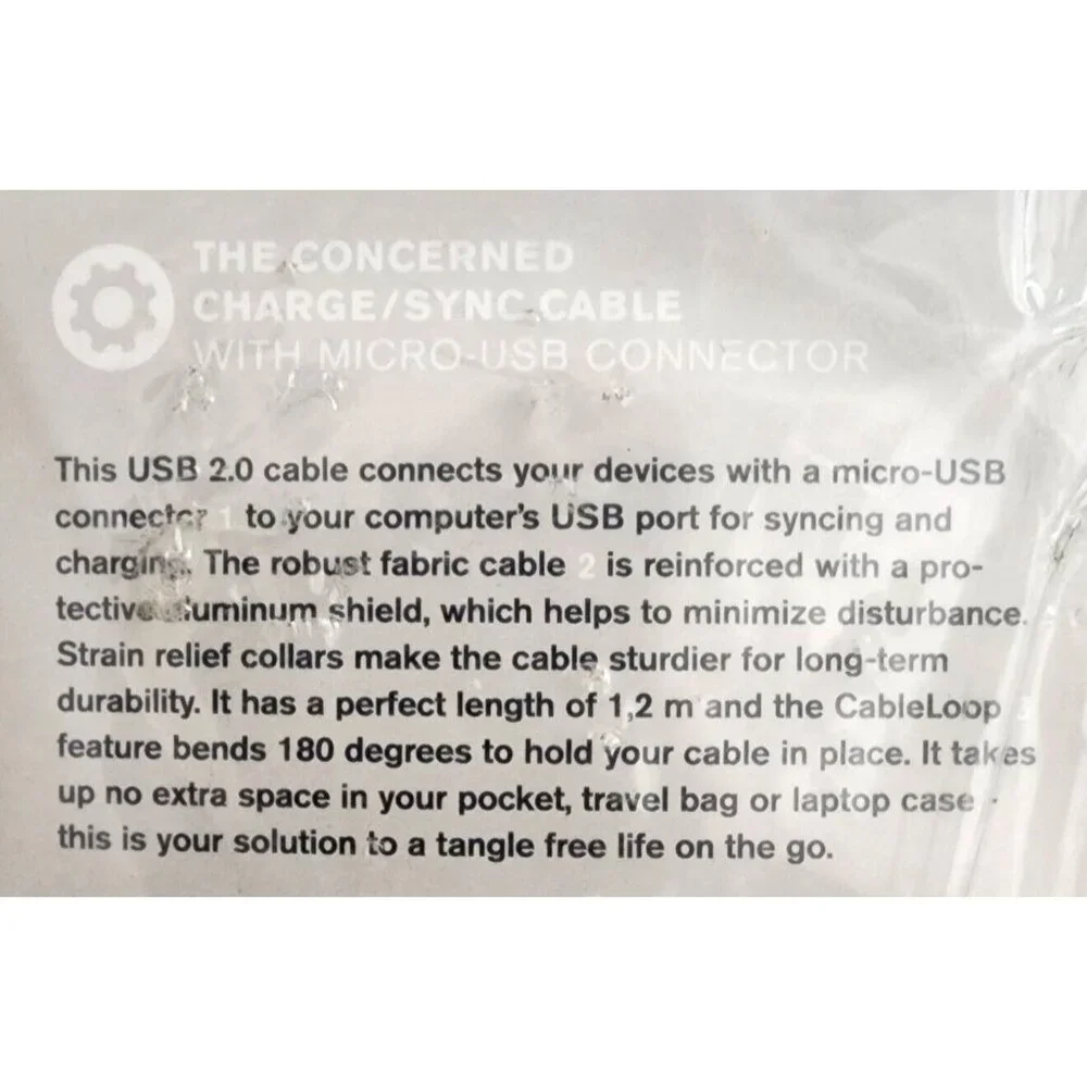 URBANEARS Micro USB Charge Sync Cable for BN NOOK COLOR & Android Devices NEW